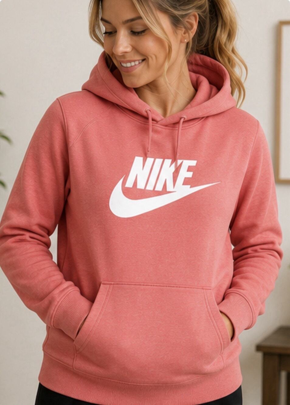Nike Sportswear Fleece Hoodie Pink Pullover Women’s XL Sweatshirt